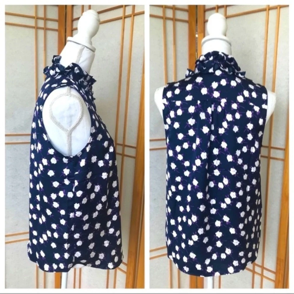 J. Crew Ruffleneck Sleeveless Peony Printed Top